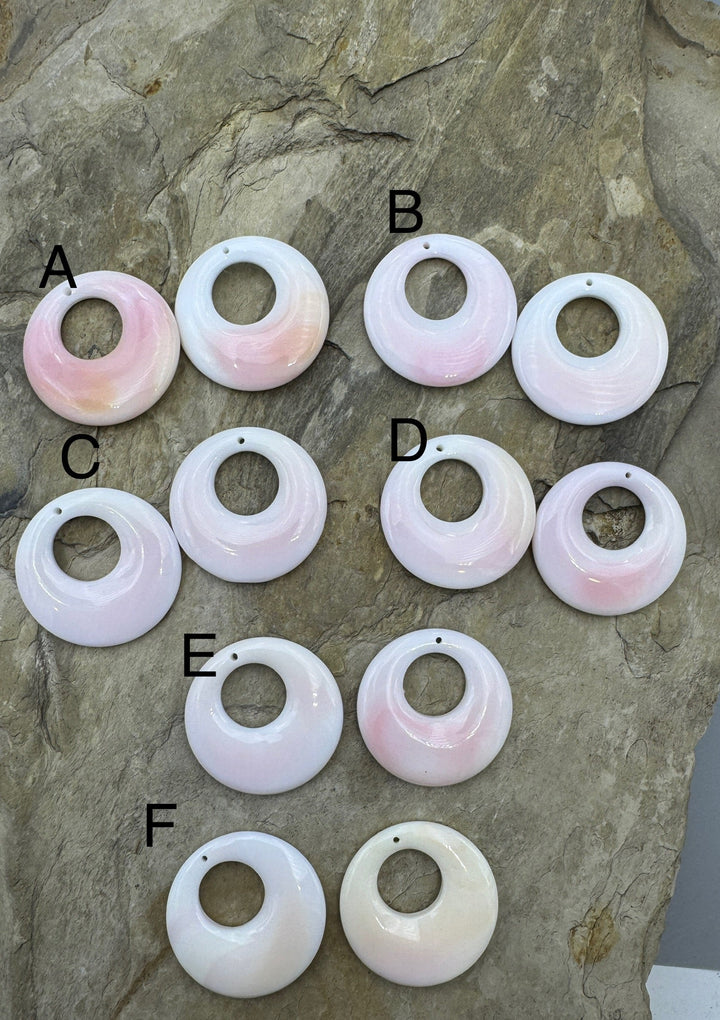 Pink Queen Conch Donut Bead Pair 30mm One Pair - Pink Conch