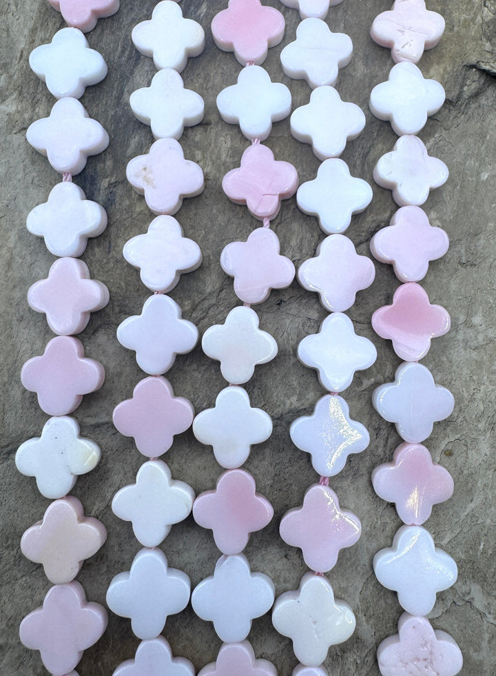 Pink Queen Conch Shell 10mm Rounded Cross Beads (16 inch