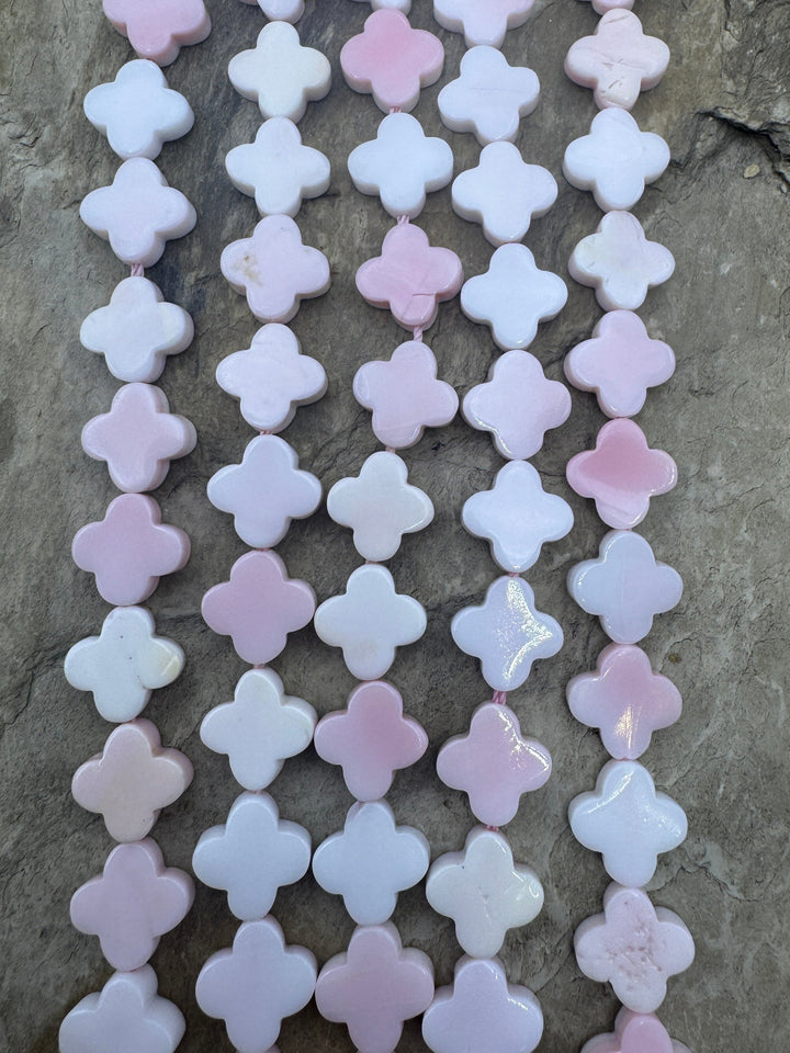 Pink Queen Conch Shell 10mm Rounded Cross Beads (16 inch