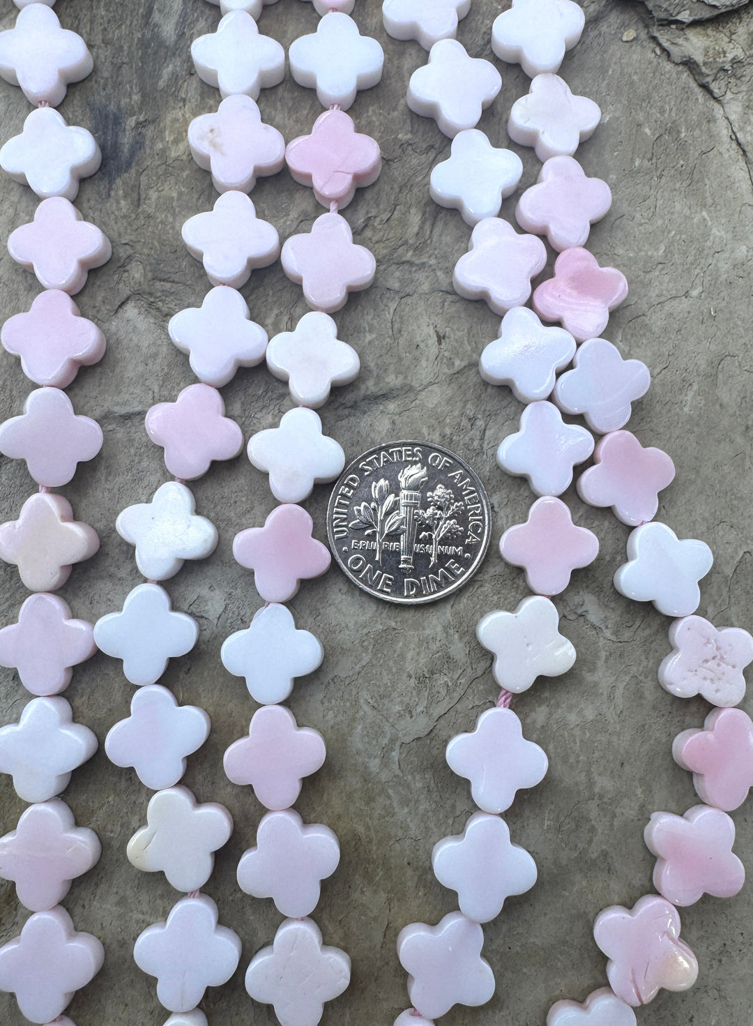 Pink Queen Conch Shell 10mm Rounded Cross Beads (16 inch