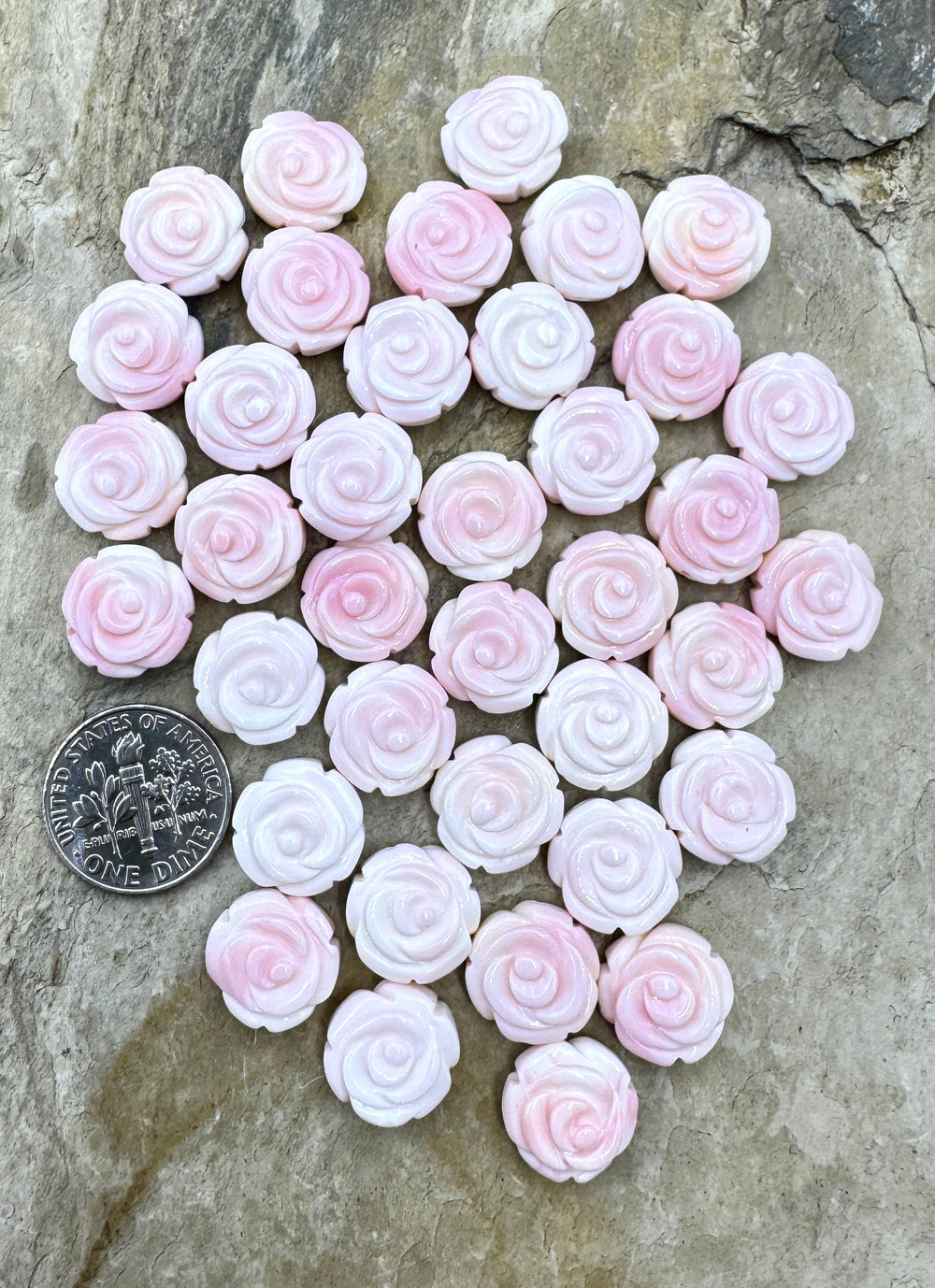 Pink Queen Conch Shell 12mm Carved Rose Beads (Package of 5