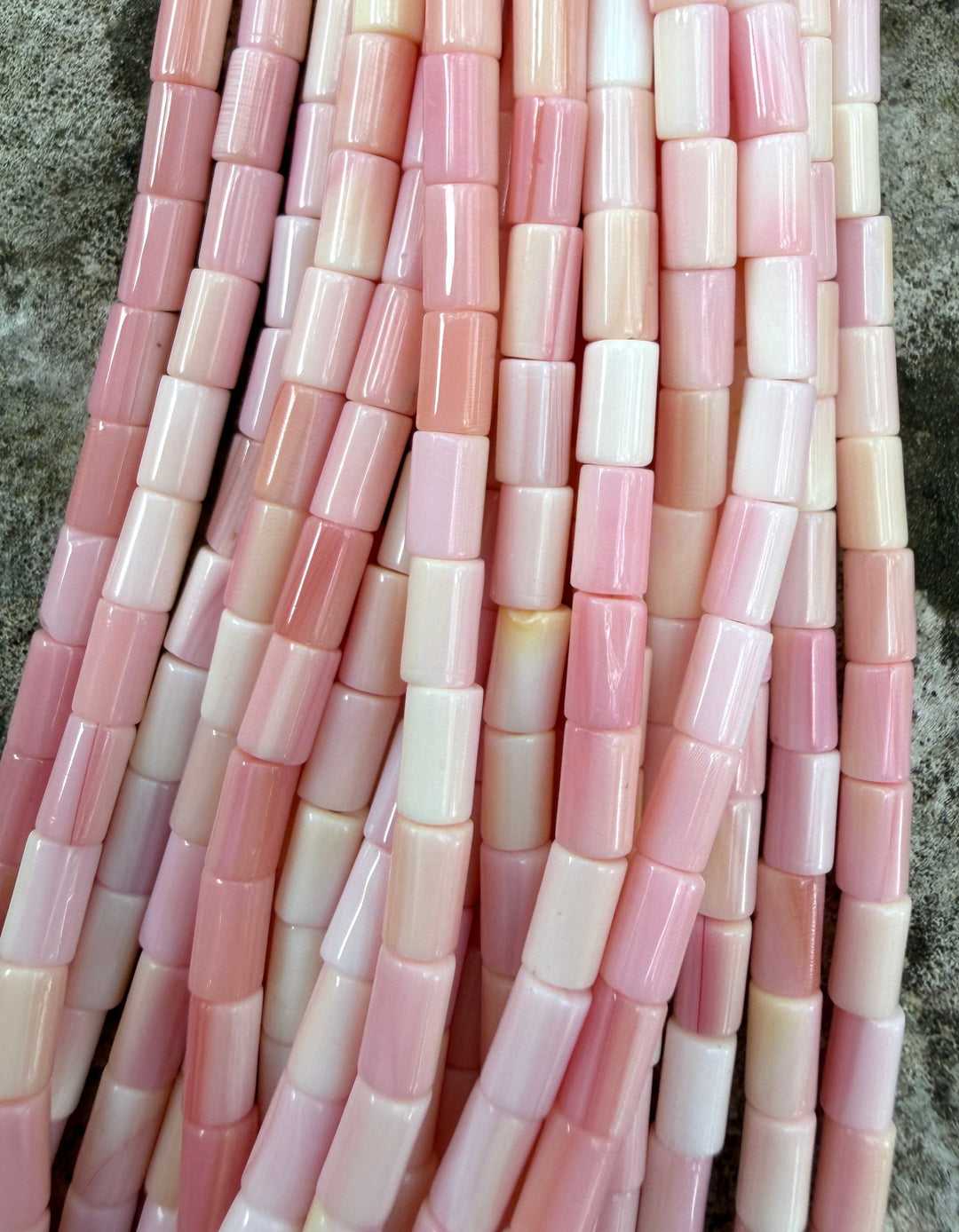 Pink Queen Conch Shell 3x5mm Tube Beads 16 inch Strand