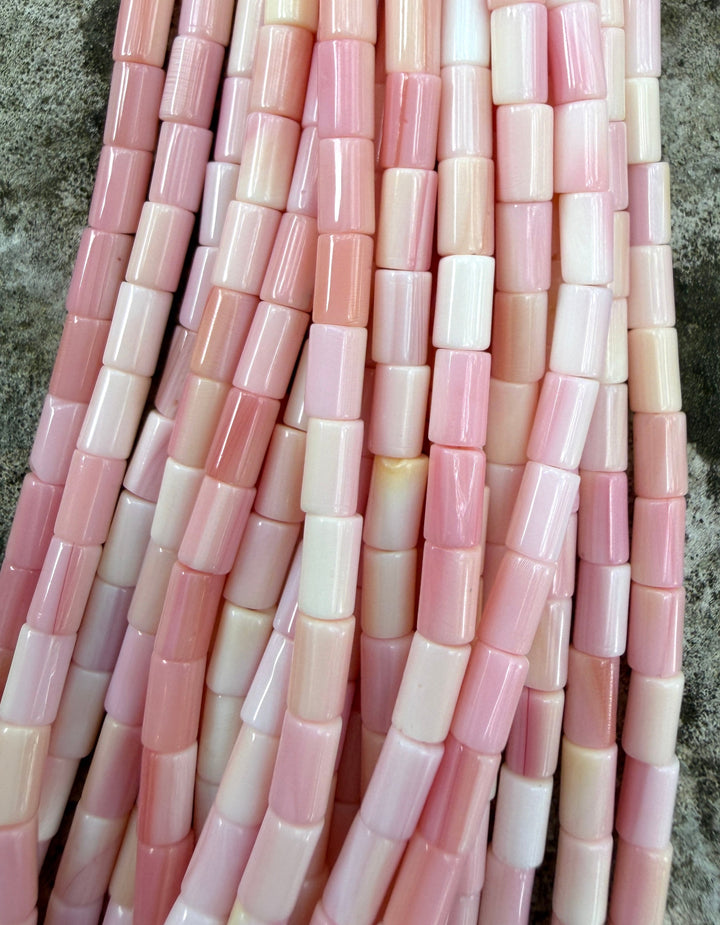 Pink Queen Conch Shell 3x5mm Tube Beads 16 inch Strand