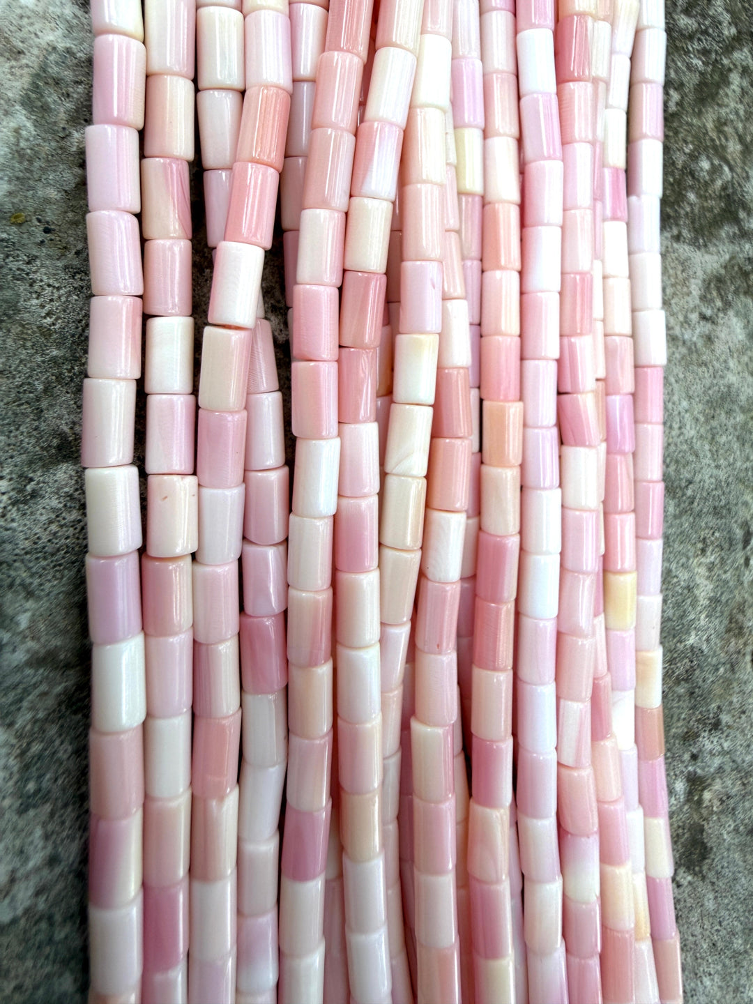 Pink Queen Conch Shell 3x5mm Tube Beads 16 inch Strand