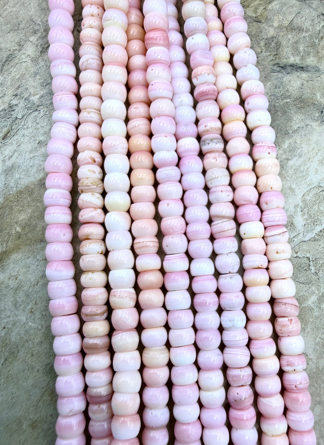 Pink Queen Conch Shell 4mm Rondelle Bead Strand (16 inch