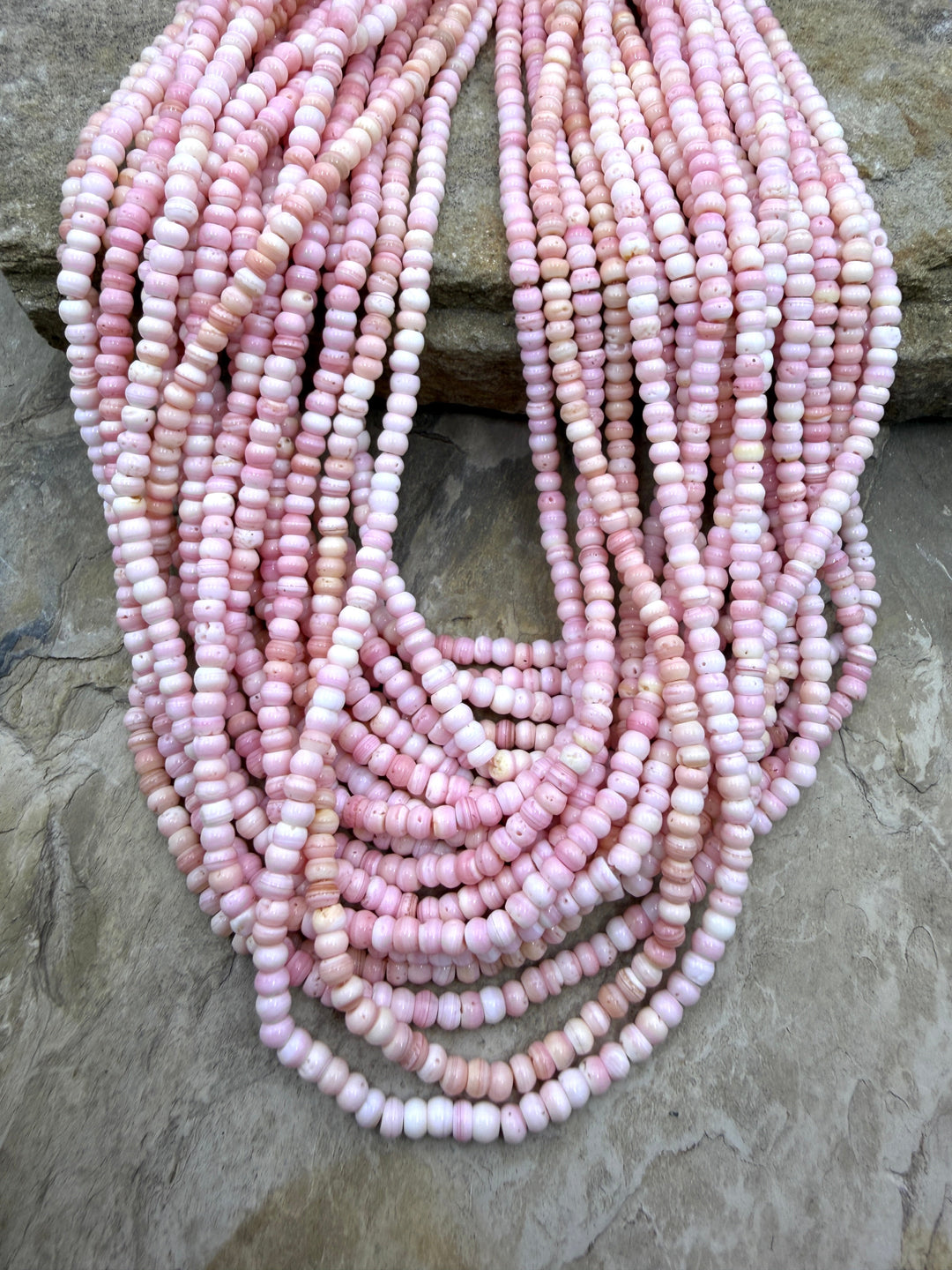 Pink Queen Conch Shell 4mm Rondelle Beads 16 inch Strand