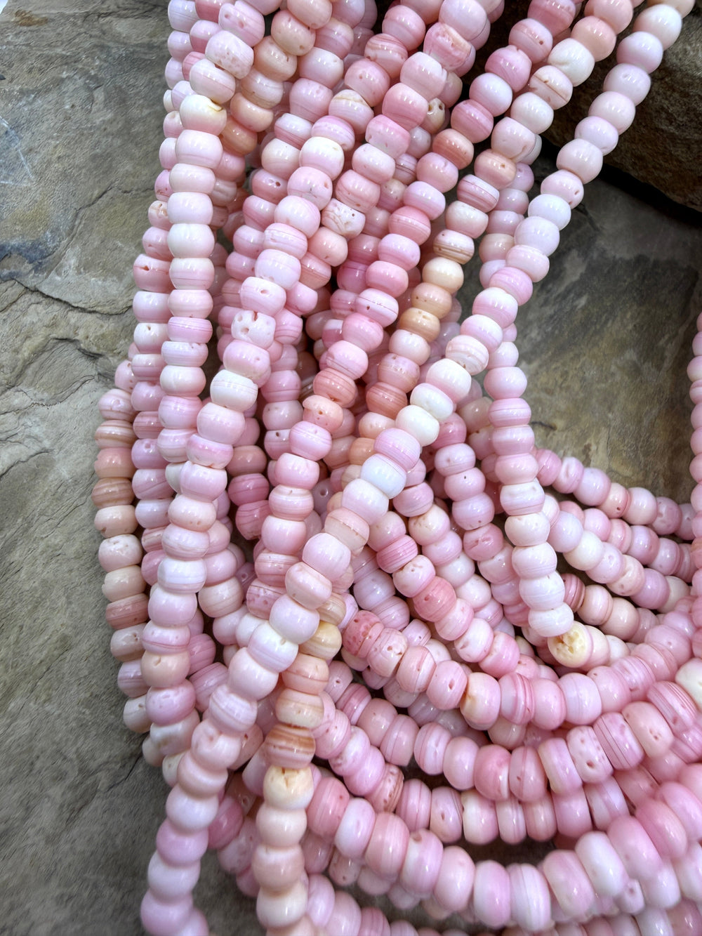Pink Queen Conch Shell 4mm Rondelle Beads 16 inch Strand