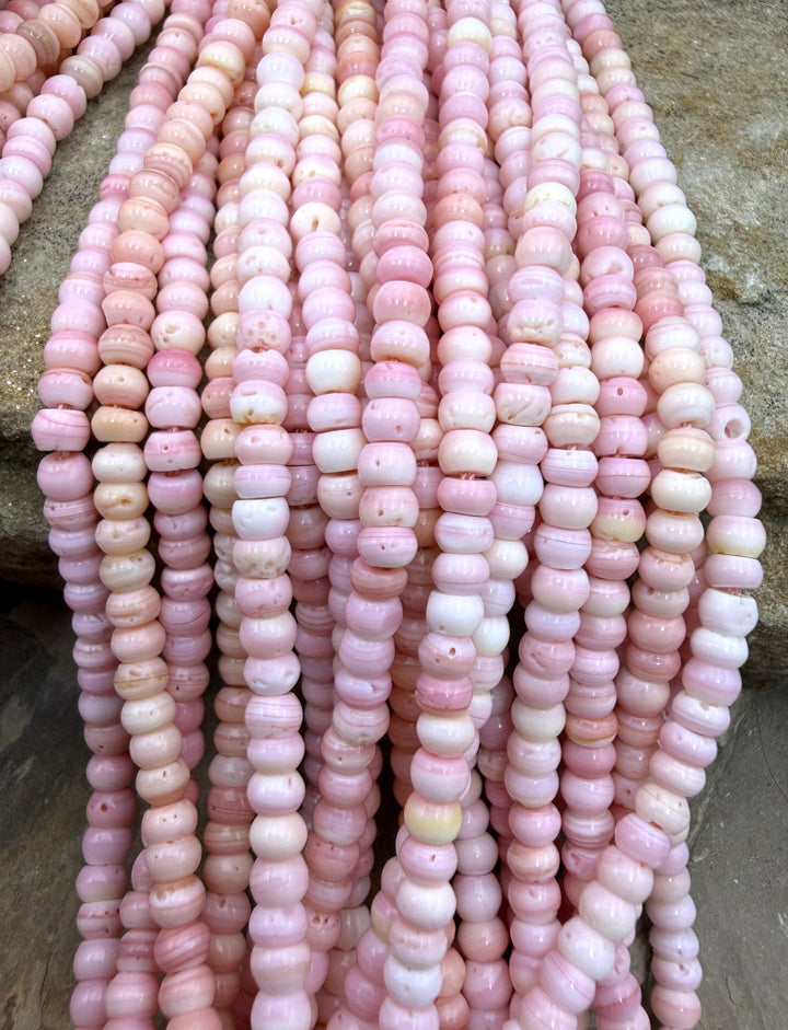 Pink Queen Conch Shell 4mm Rondelle Beads 16 inch Strand