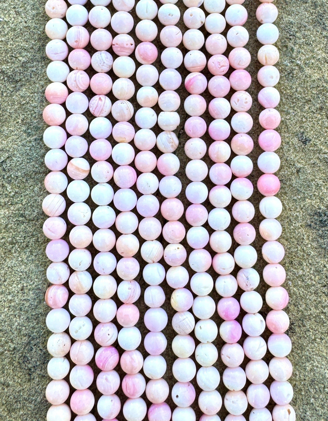 Pink Queen Conch Shell 4mm Round Bead Strand (16 inch