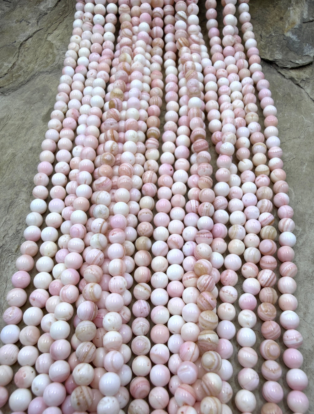 Pink Queen Conch Shell 4mm Round Beads 16 Inch Strand