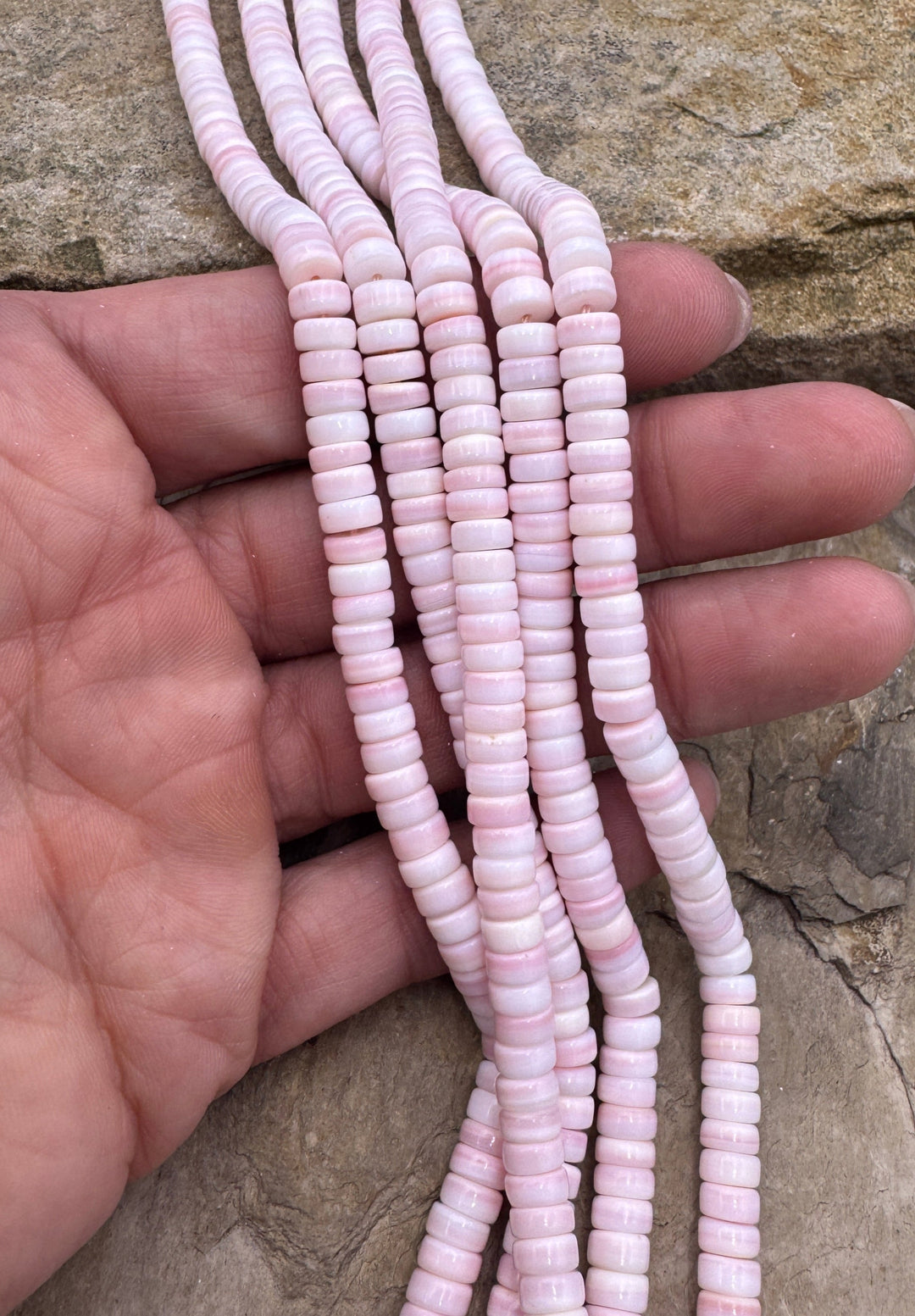 Pink Queen Conch Shell 6mm Heishi 16 inch strand - Pink