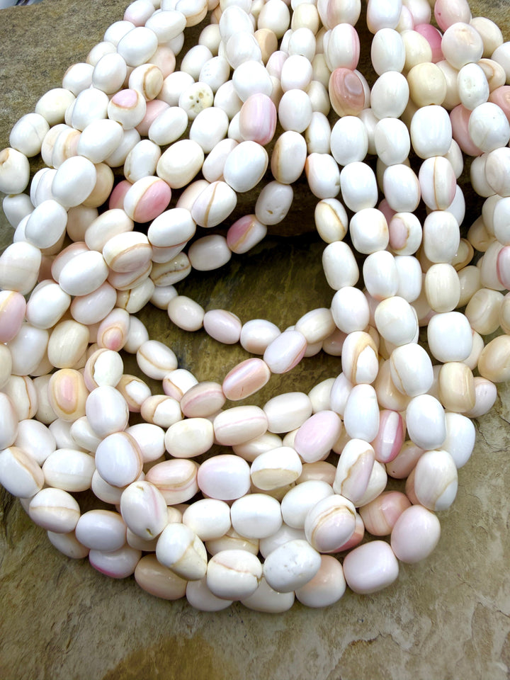 Pink Queen Conch Shell 6x10mm Oval Nugget Beads (Light