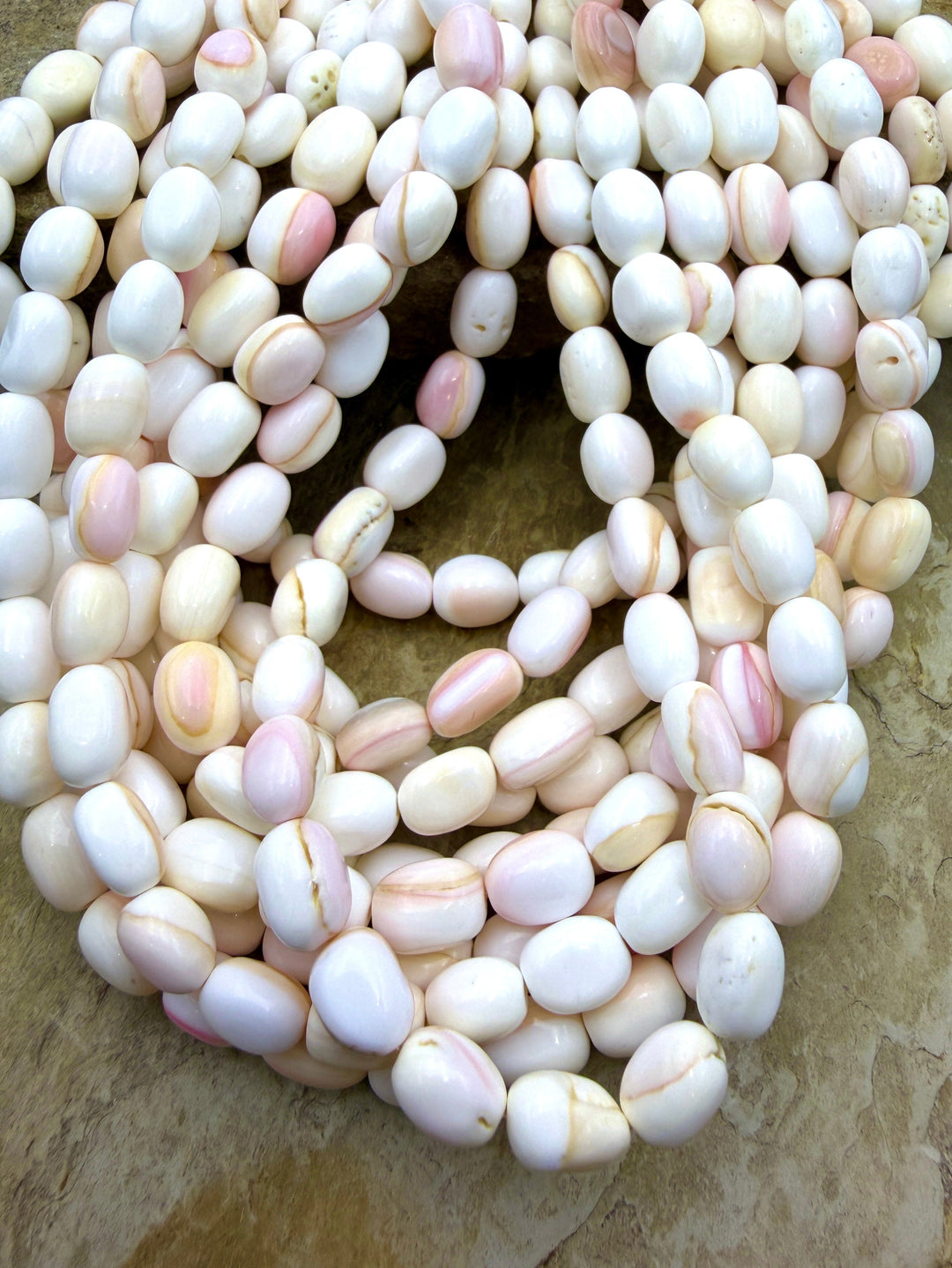 Pink Queen Conch Shell 6x10mm Oval Nugget Beads (Light