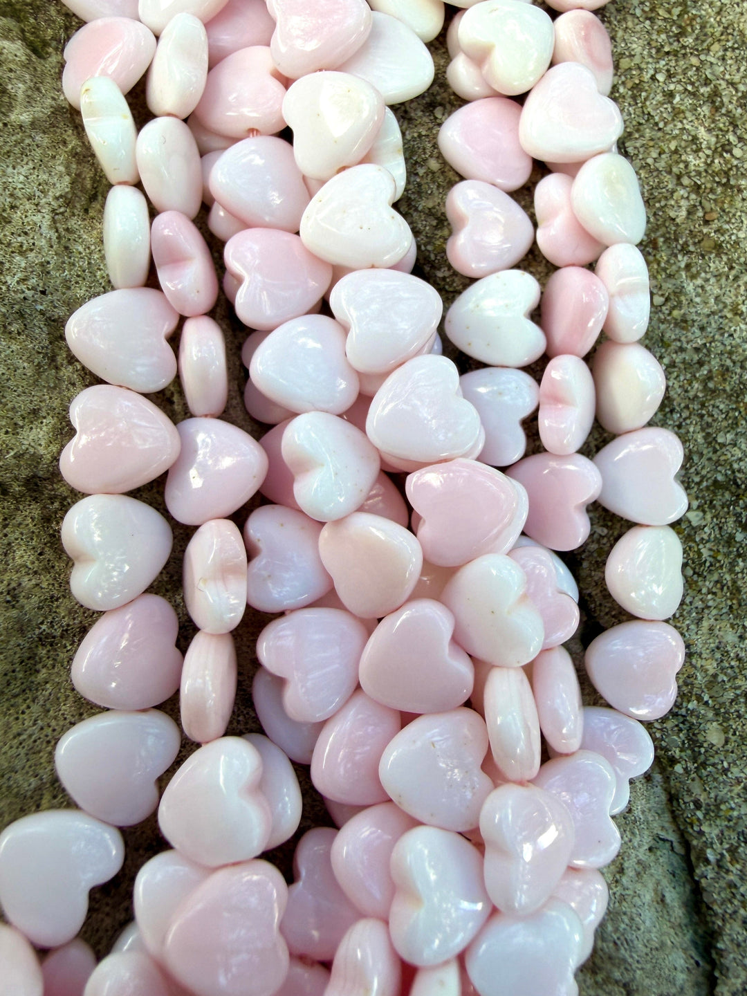 Pink Queen Conch Shell 8mm Heart Shaped Beads ONE 16 inch