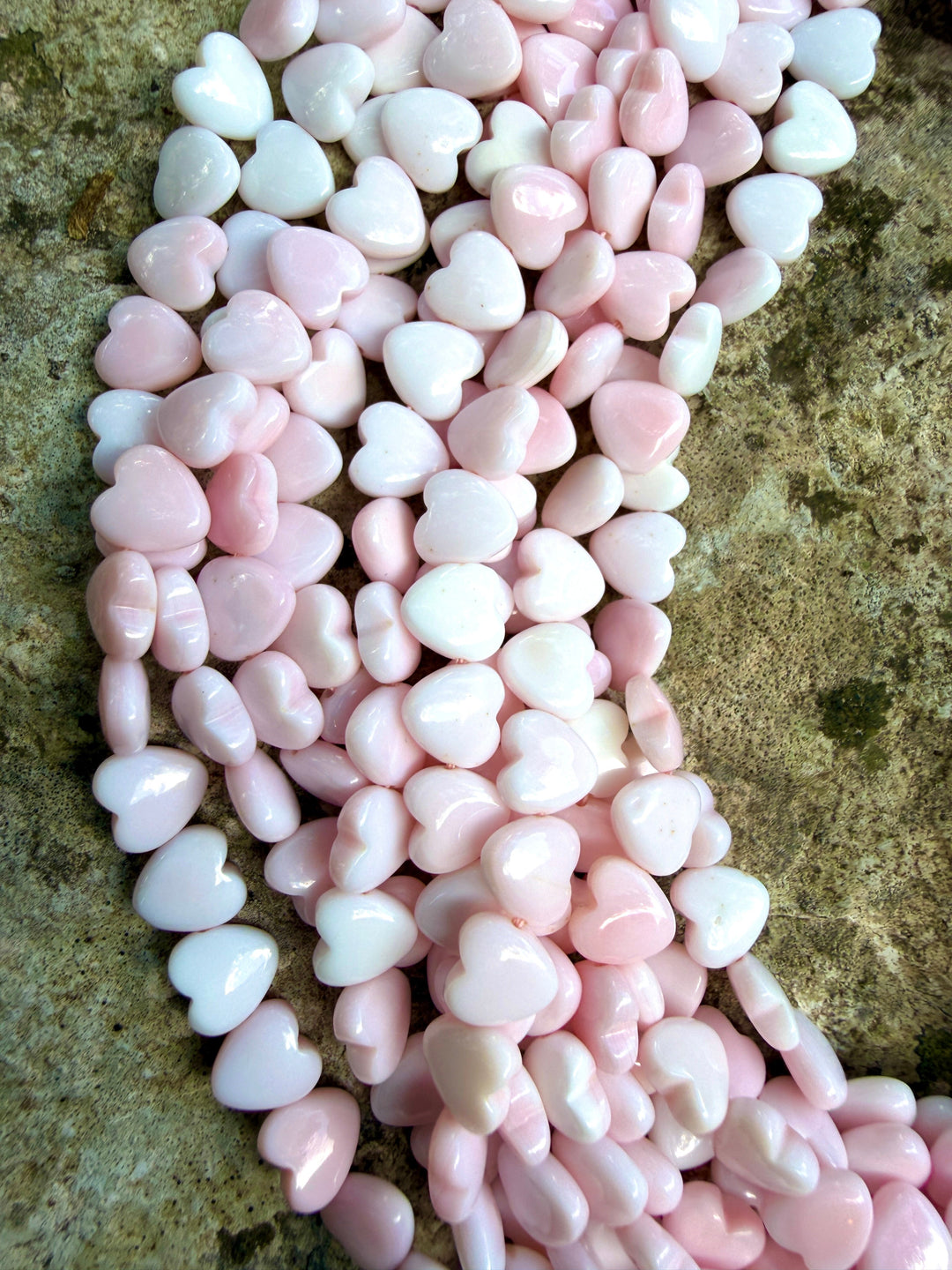 Pink Queen Conch Shell 8mm Heart Shaped Beads ONE 16 inch
