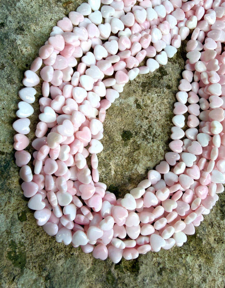 Pink Queen Conch Shell 8mm Heart Shaped Beads ONE 16 inch