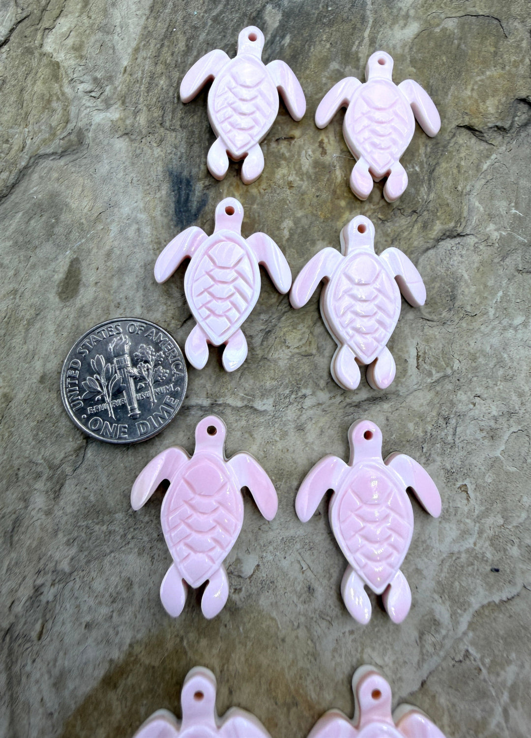 Pink Queen Conch Shell Carved Turtle Bead Pairs 20x25mm