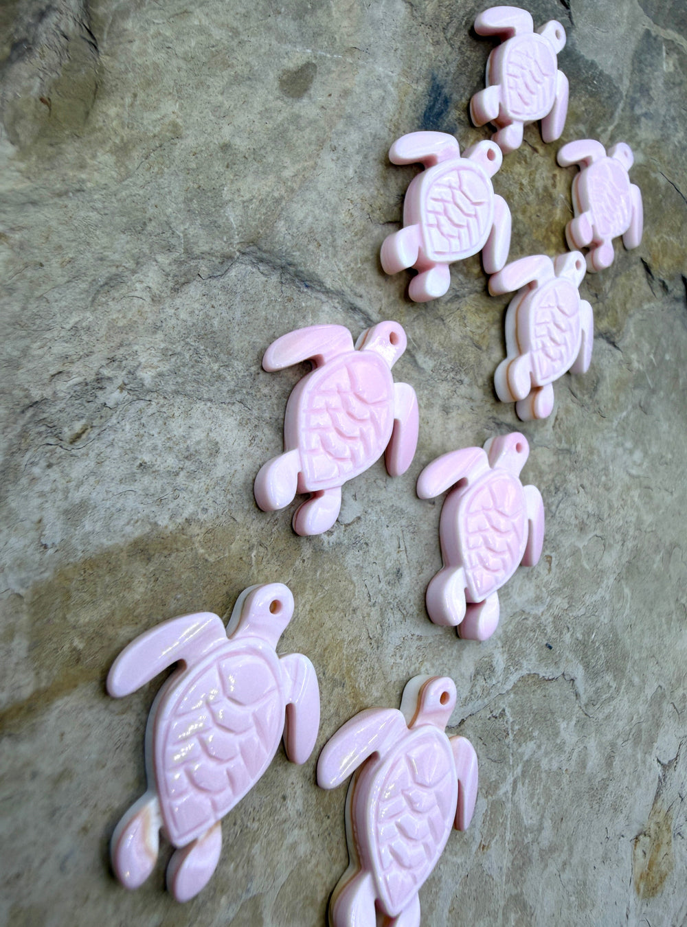 Pink Queen Conch Shell Carved Turtle Bead Pairs 20x25mm