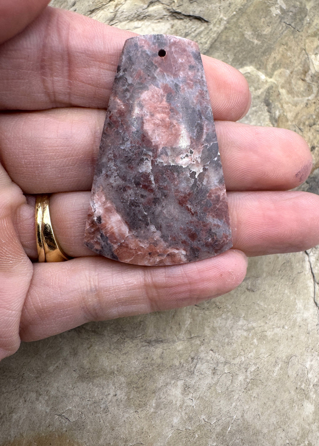 Pink Stromatolite Focal Pendant 33x47mm - Pink Stromatolite