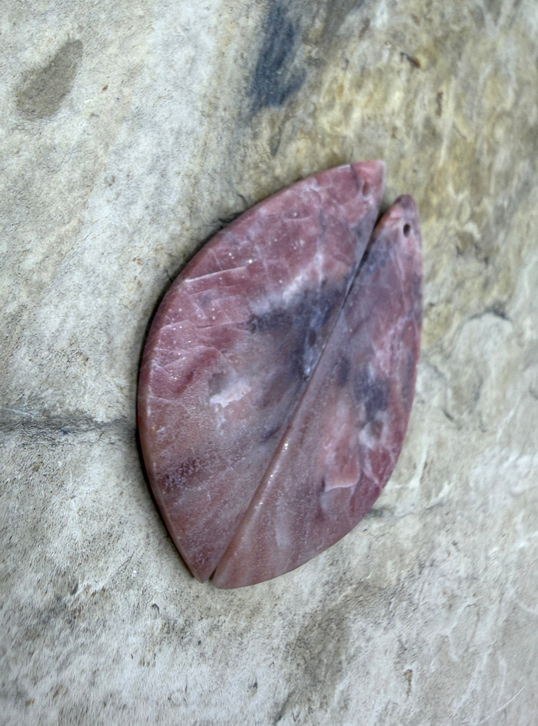 Pink Stromatolite Matching Earring Slab Bead Pair 15x36mm