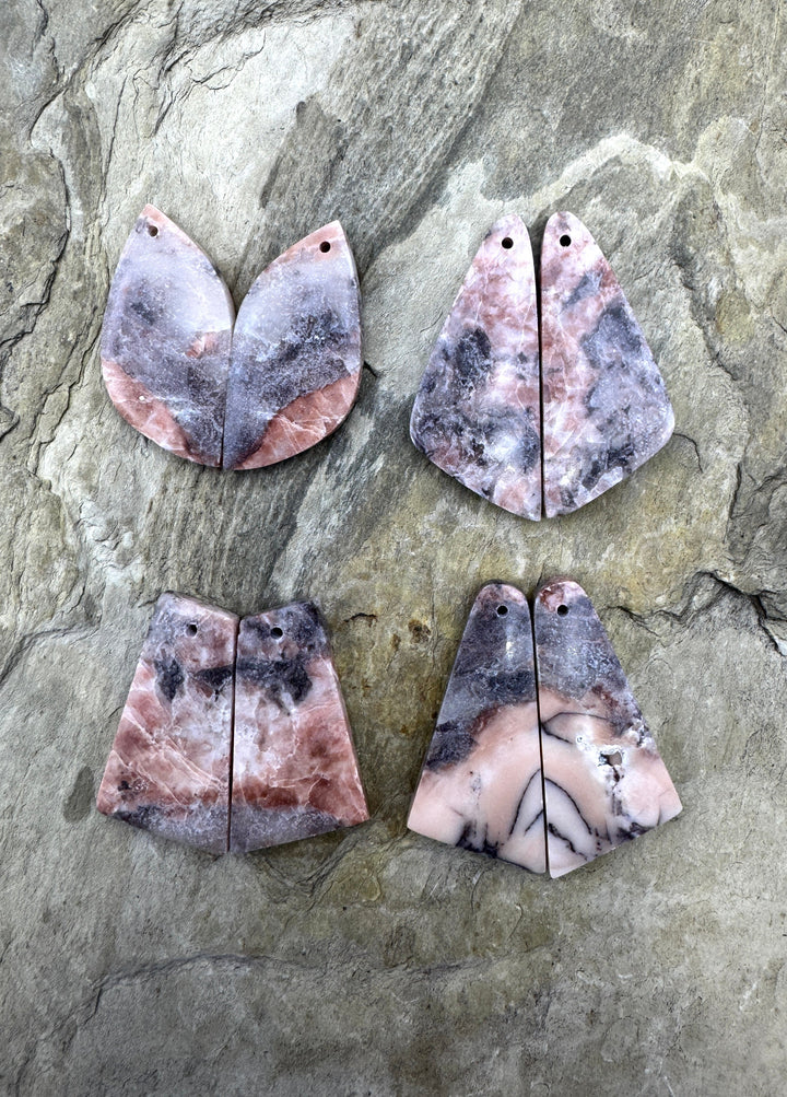 Pink Stromatolite (Mexico) Matching Earring Slab Bead Pairs