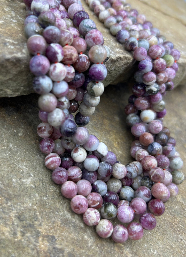 Pink Tourmaline Round Beads 16 inch strand 8mm - Tourmaline