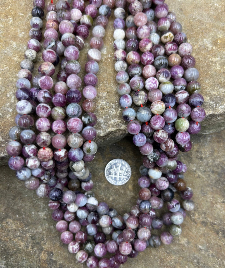 Pink Tourmaline Round Beads 16 inch strand 8mm - Tourmaline