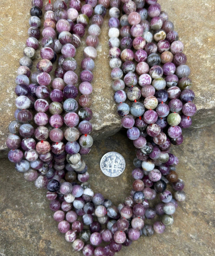 Pink Tourmaline Round Beads 16 inch strand 8mm - Tourmaline