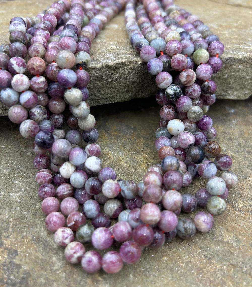 Pink Tourmaline Round Beads 16 inch strand 8mm - Tourmaline