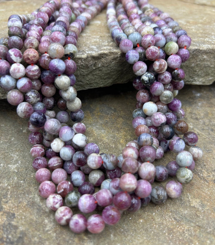 Pink Tourmaline Round Beads 16 inch strand 8mm - Tourmaline