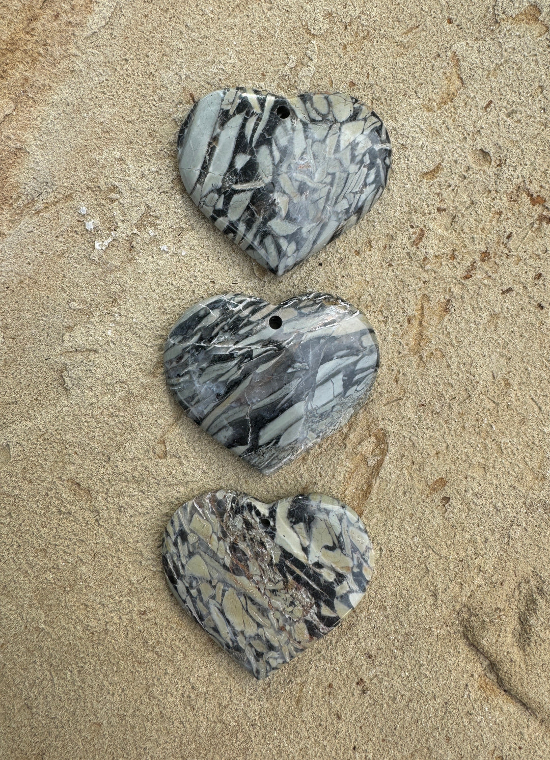 Pinolith Stone Heart Shaped Focal Pendant 42x52mm (Select