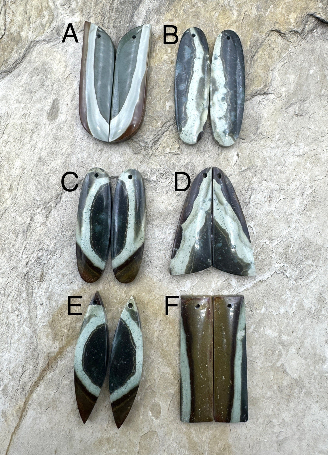 Polychrome Jasper Matching Beads Slab Pairs Various Shapes
