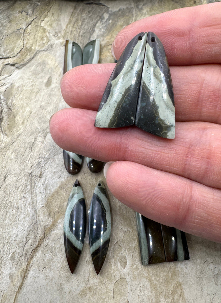 Polychrome Jasper Matching Beads Slab Pairs Various Shapes