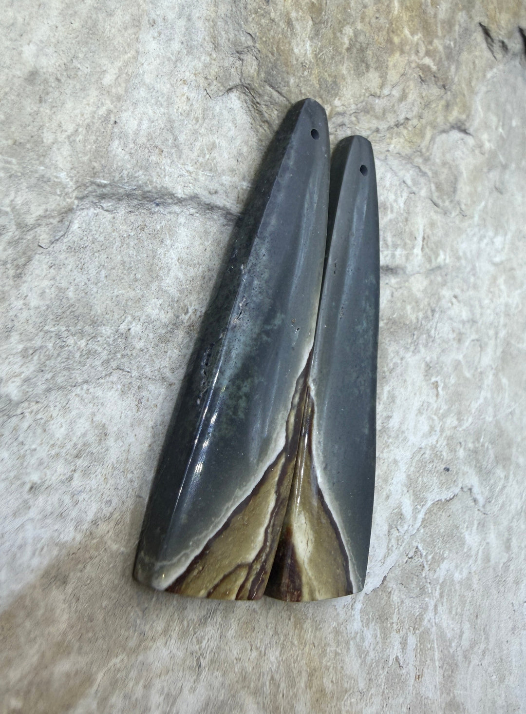 Polychrome Jasper (Mexico) LONG Earring Slab Bead Pair