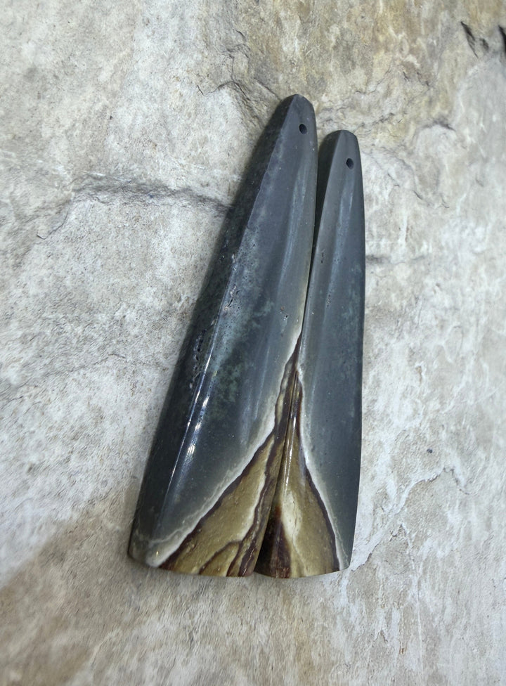 Polychrome Jasper (Mexico) LONG Earring Slab Bead Pair