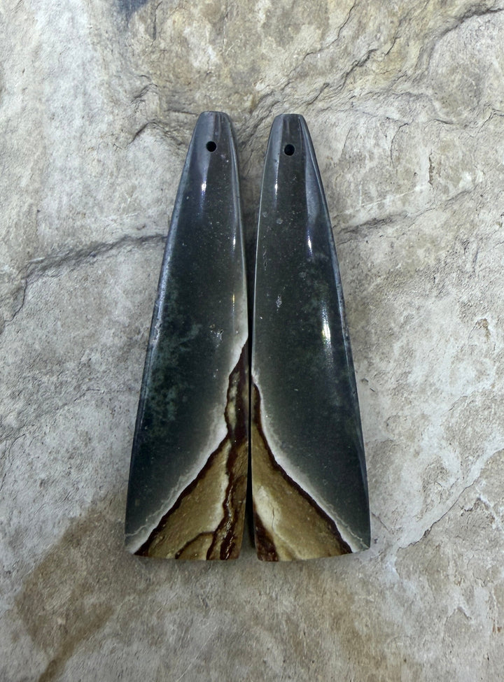 Polychrome Jasper (Mexico) LONG Earring Slab Bead Pair