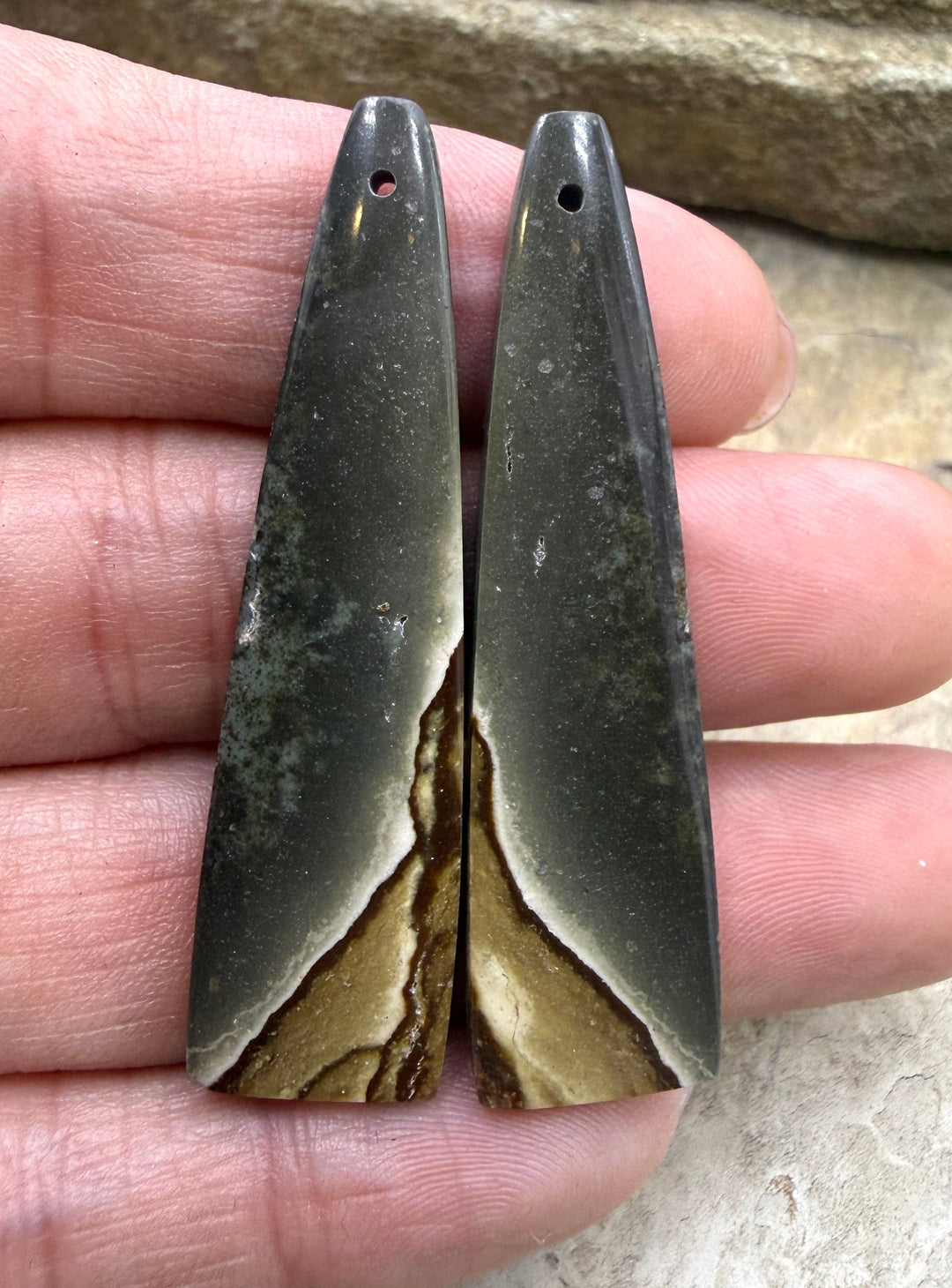 Polychrome Jasper (Mexico) LONG Earring Slab Bead Pair