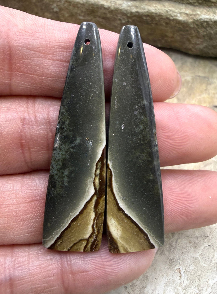Polychrome Jasper (Mexico) LONG Earring Slab Bead Pair