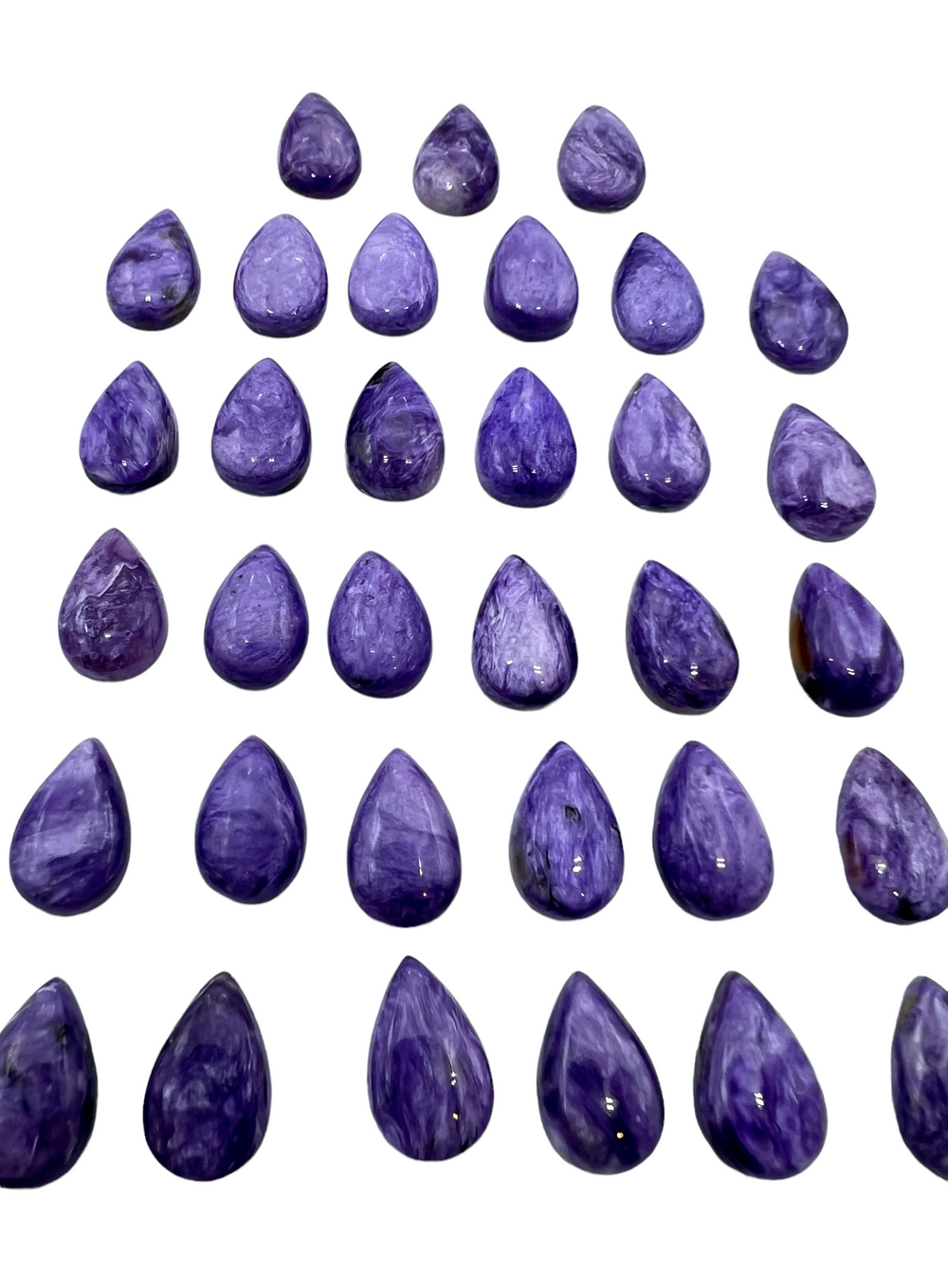 Premium Color Charoite 10x15mm Tear Drop Shaped Cabochons 1