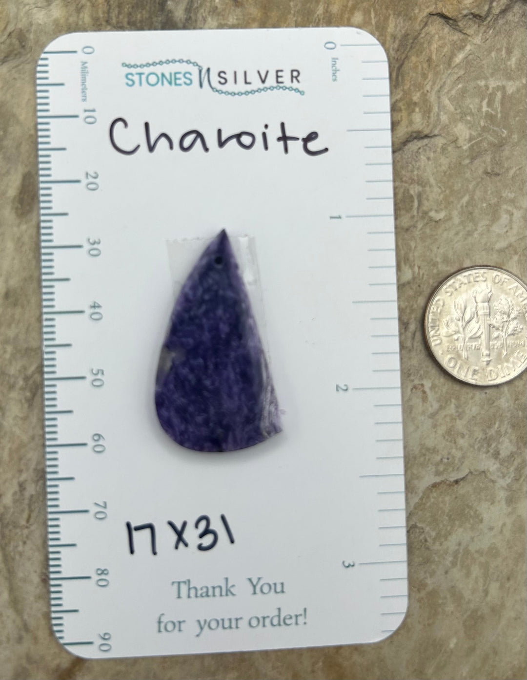 Premium Color Charoite Focal Pendant Bead 17x31mm - Charoite