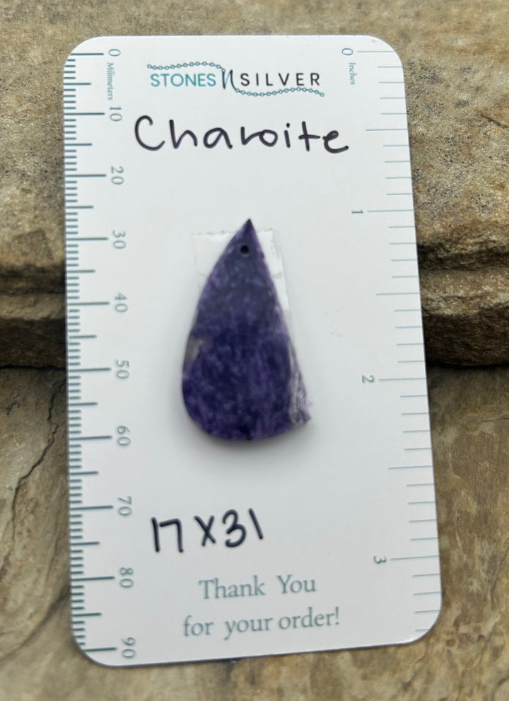 Premium Color Charoite Focal Pendant Bead 17x31mm - Charoite