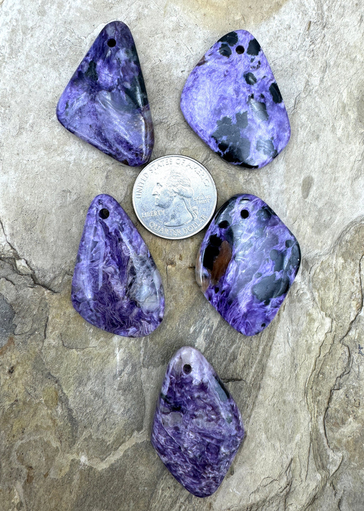 Premium Color Charoite Freeform Focal Pendant Beads Select