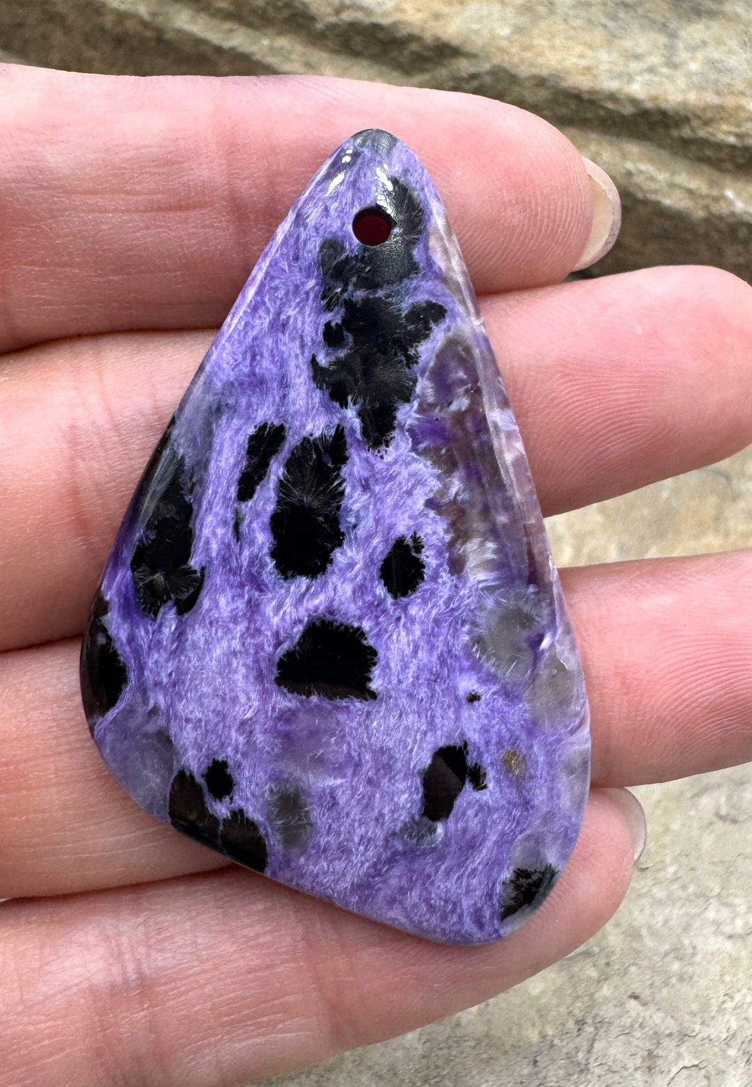 Premium Color Charoite Matching Earring Slab Bead Pair