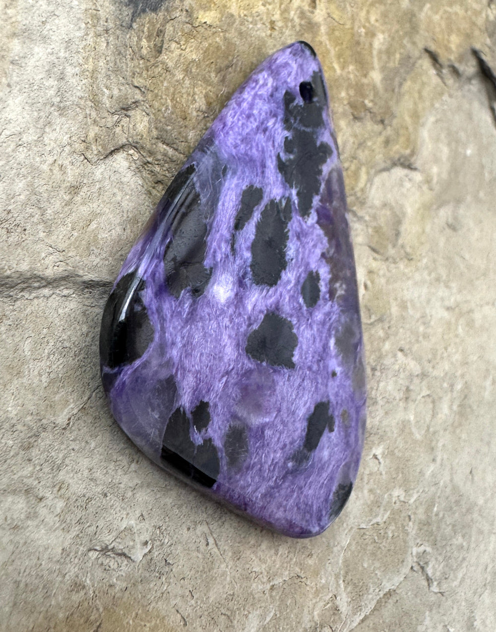 Premium Color Charoite Matching Earring Slab Bead Pair