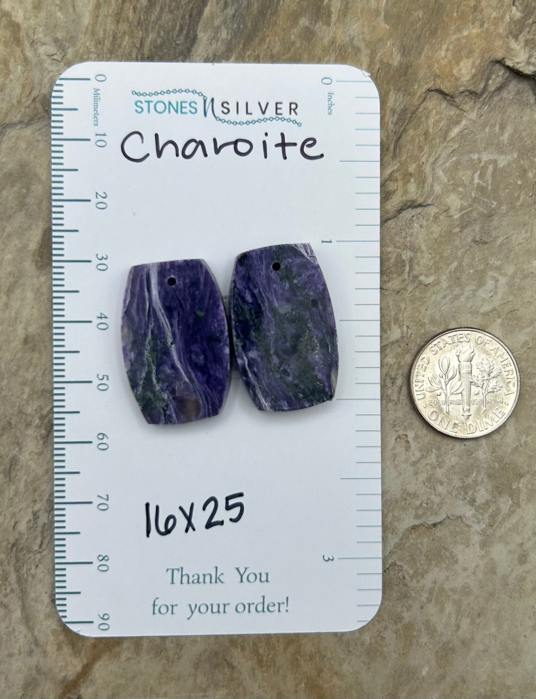 Premium Color Charoite Matching Earring Slab Bead Pair