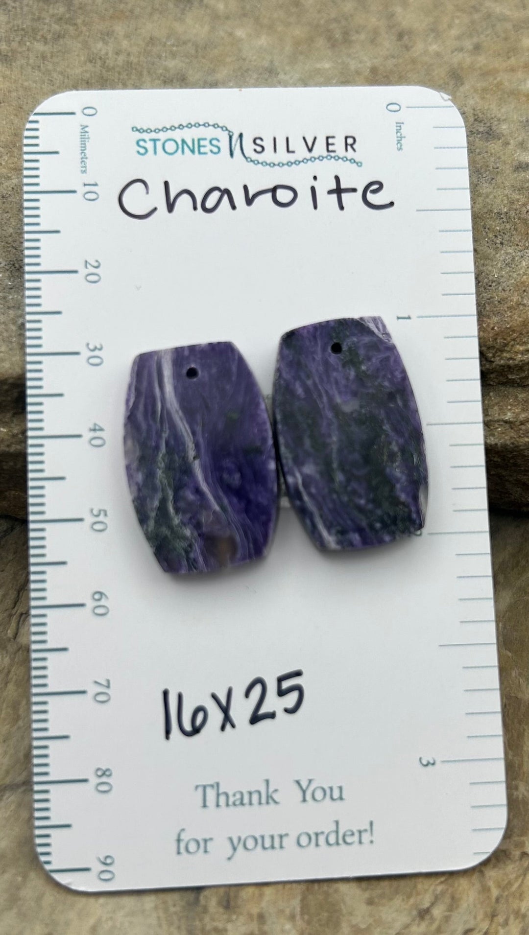 Premium Color Charoite Matching Earring Slab Bead Pair
