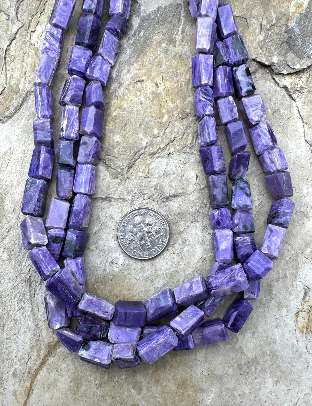 Premium Color Charoite (Russia) Irregulat Faceted Rectangle