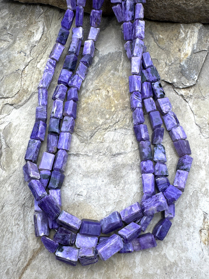 Premium Color Charoite (Russia) Irregulat Faceted Rectangle