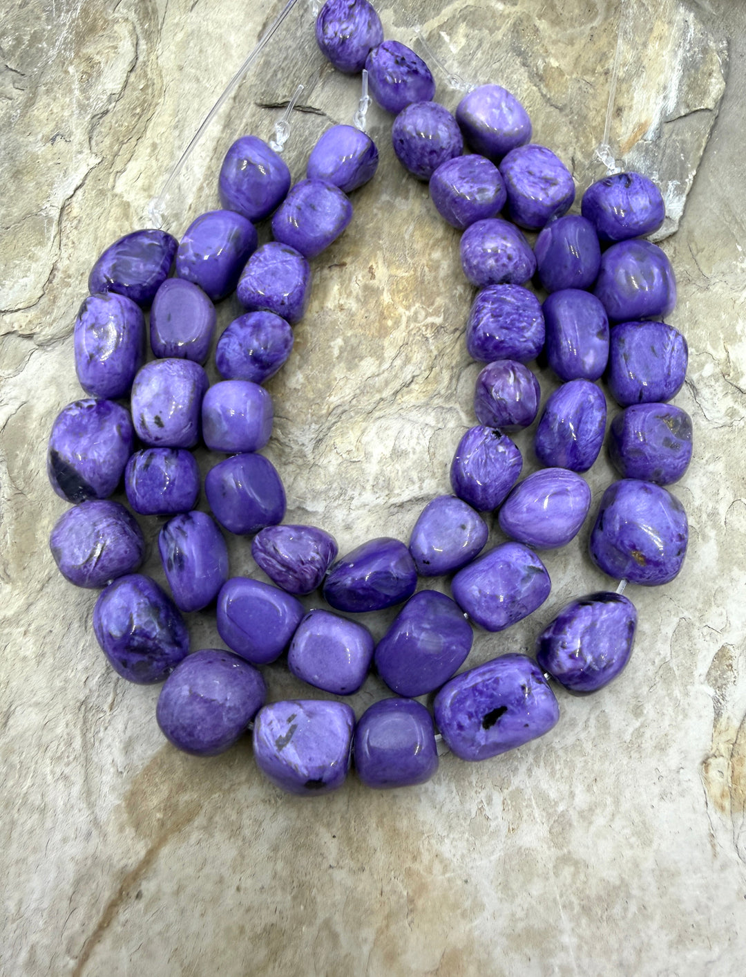 Premium Color Charoite (Russia) Large Nugget Beads