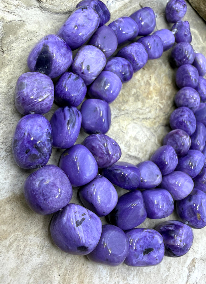 Premium Color Charoite (Russia) Large Nugget Beads